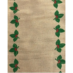 Jute Table Runner with Xmas Leaves 13" x 108"